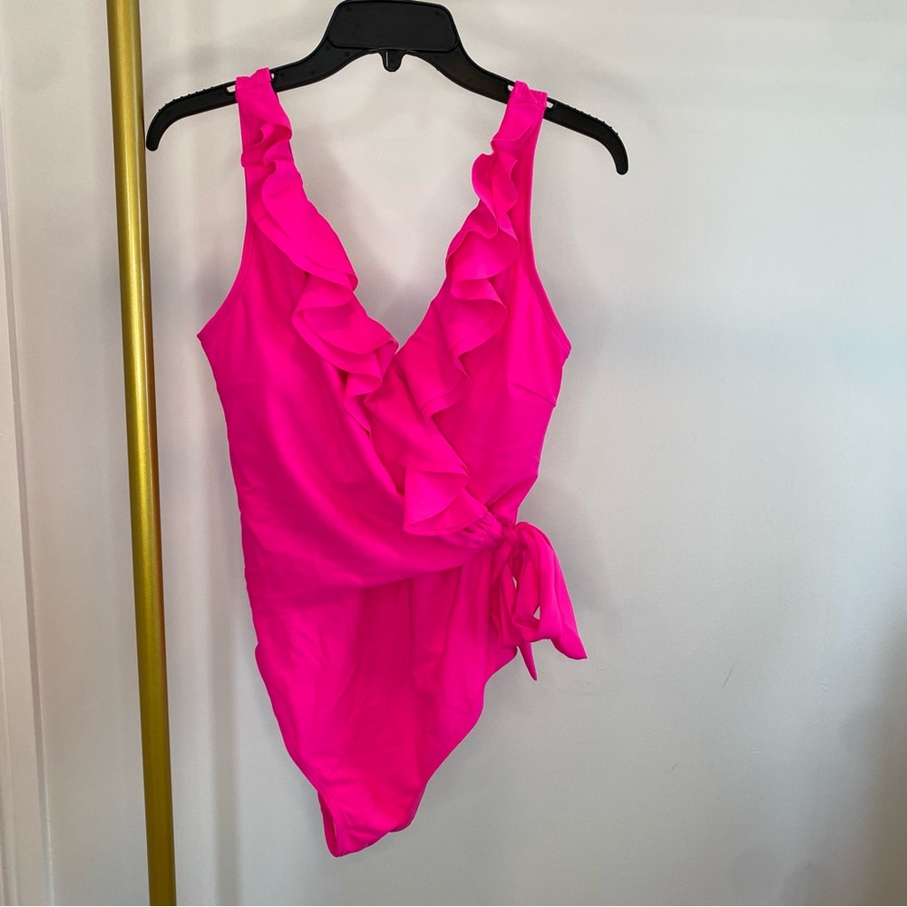 Pink Ruffled One-Piece Swimsuit - Picture 8 of 9